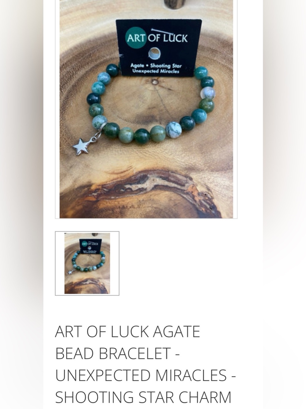 #2039*Unisex’s Art of Luck Agate Beaded Bracelet with Star Charm - Picture 2 of 13